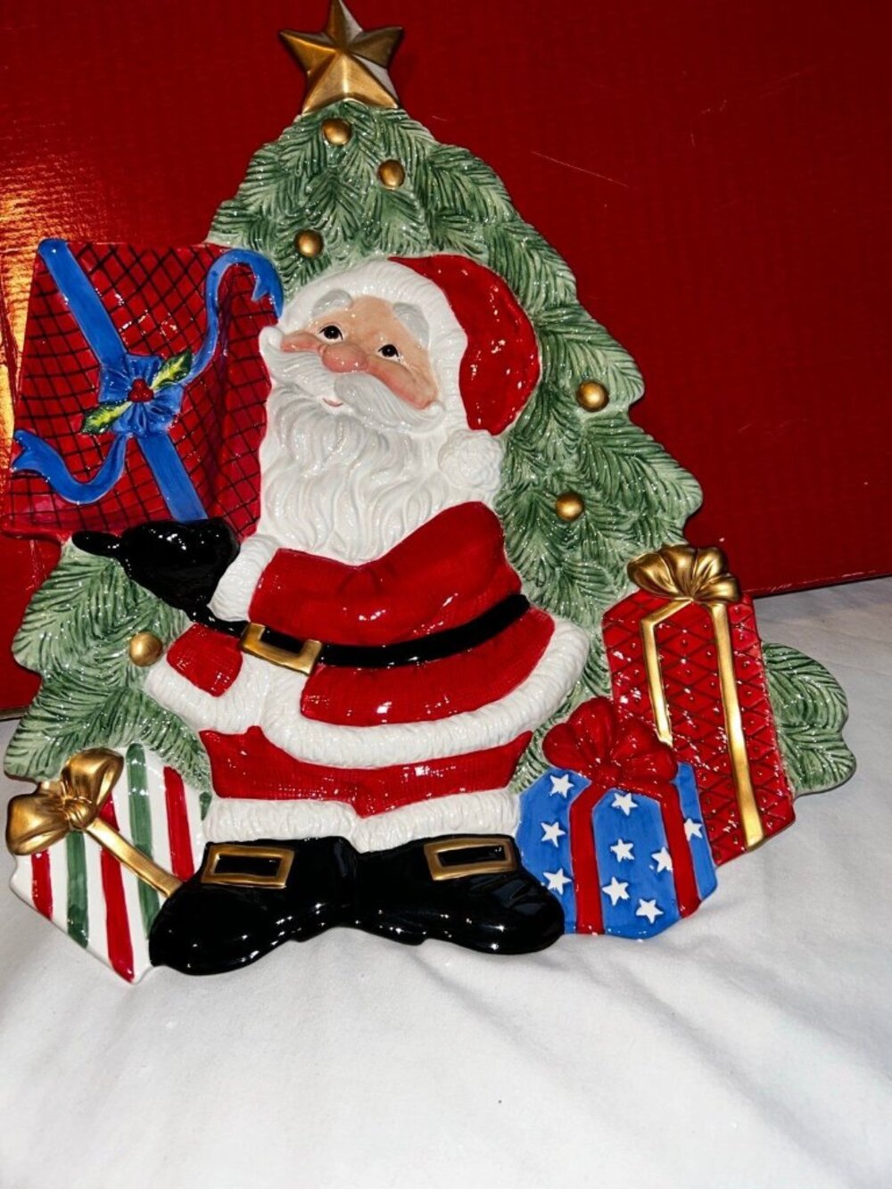 Christmas Decor Santa Chip and Dip Platter - Fitz and Floyd